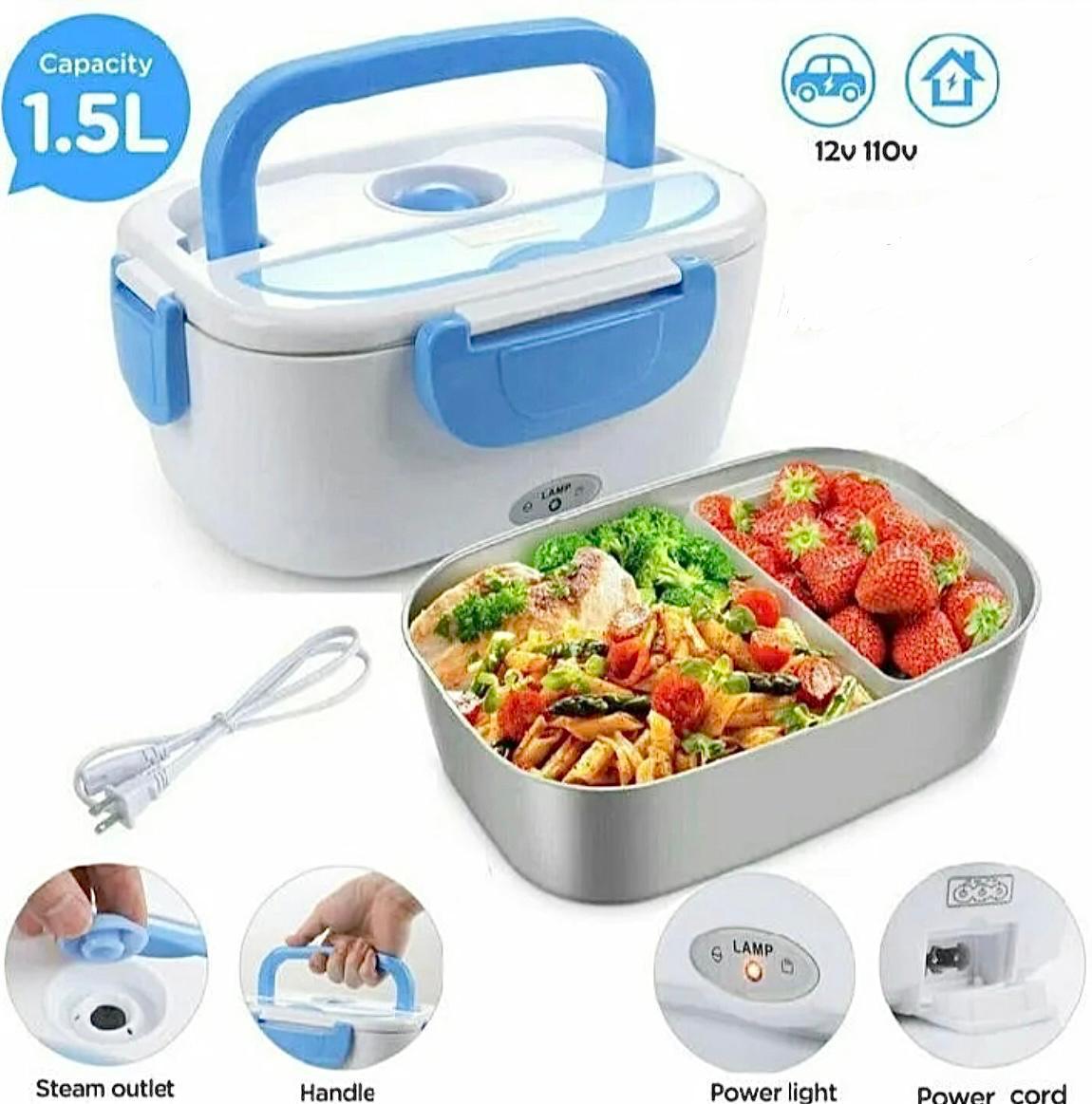 Multi-Functional Stainless Steel Electric Lunch Box – Portable Food Heater with Removable Container (Random Color) view 3