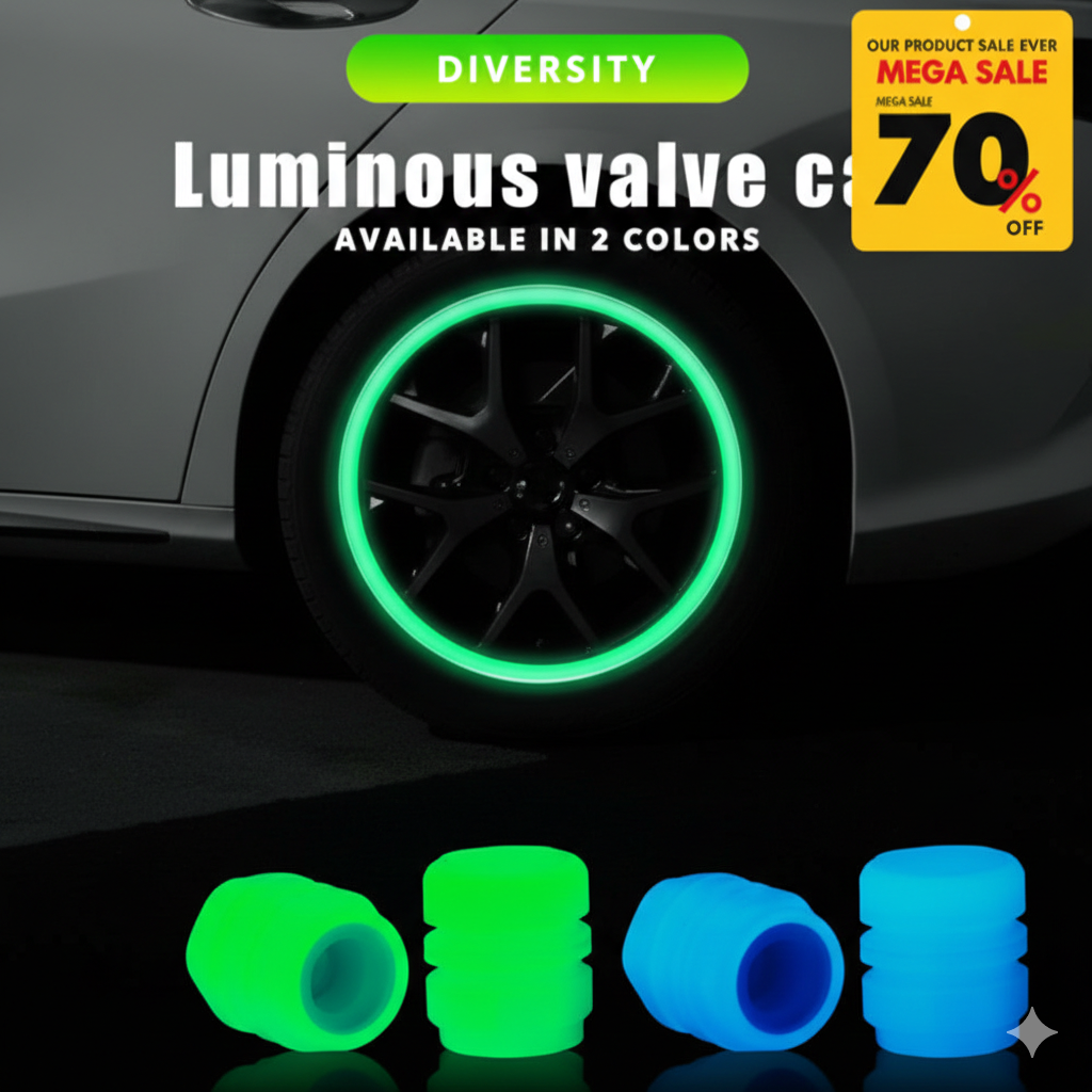 Luminous Valve Motorcycle Bicycle Bike Car Wheel Tyre Hub Cap Fluorescent Night Glowing Luminous Valve Stem Caps Decor ( Random Color ) buy online in Pakistan