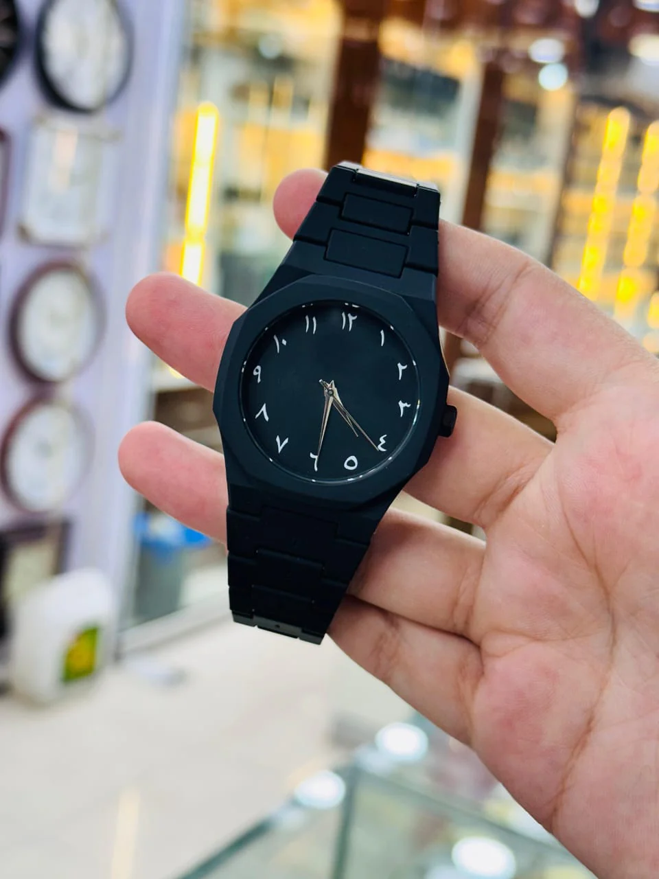 Professional Black Arabic Aura Watch With Eastern Arabic Numerals And Date Elegant Durable Stylish Unique And Modern (Without Box) buy online in Pakistan