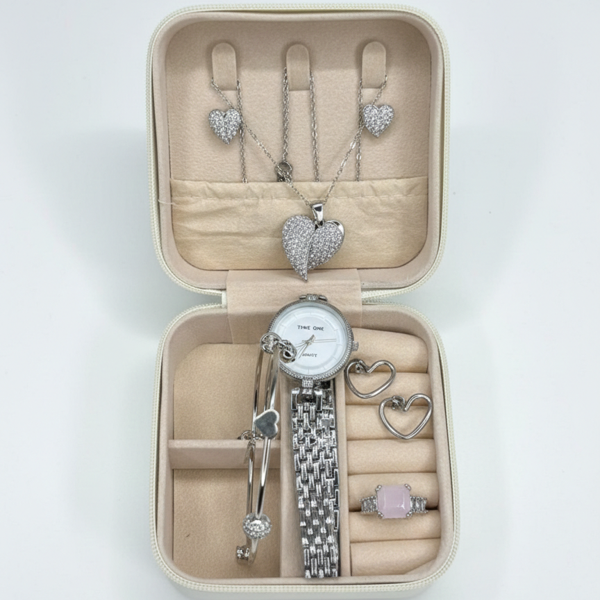 Elegant Heart & Stone 5-Piece Women’s Jewelry Gift Set ~ Imported buy online in Pakistan