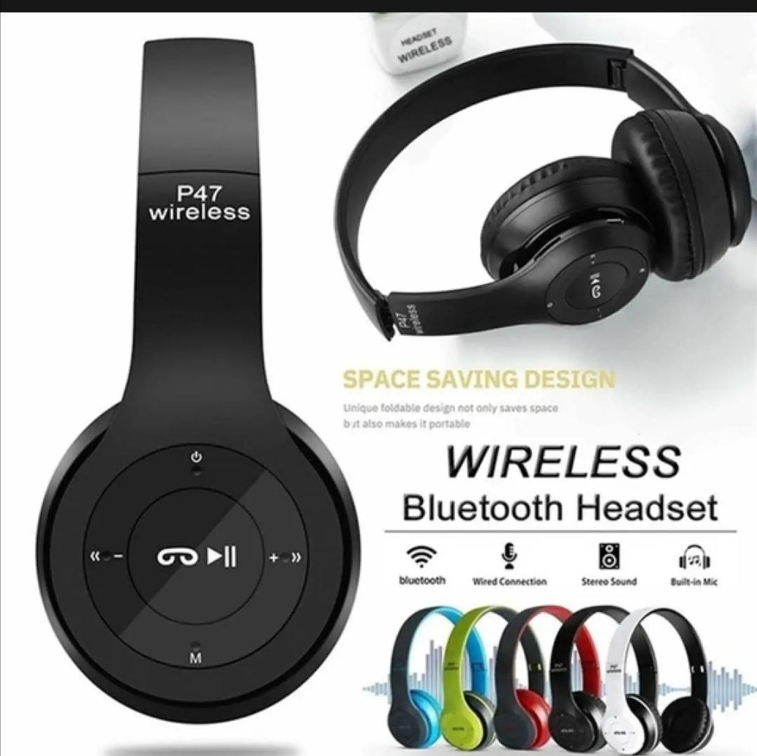 Long Listening Battery Fast Charging Wireless Bluetooth 5.1 Headphones With SD Card Function – P47 Model | Random Color view 4