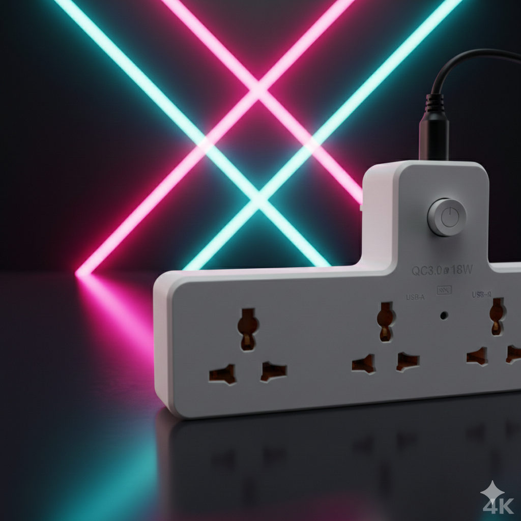 ProfessionProfessional Premium Portable Power Strip 3 Sockets + 3 USB + 1 Type-C Port From International Brand Speed-Xal Premium Portable Power Strip 3socket+3usb+1type-c Port from International Brand: Speed-x view 3