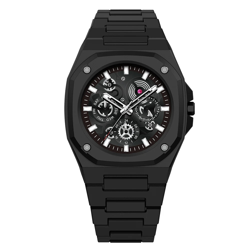 Premium Black Stainless Steel Waterproof Men’s Watch – Luxury Multi-Dial Design (With Box) thumbnail 2
