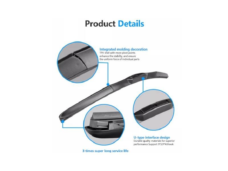 Tri-Stage Windshield Wiper Pair Blades for All Brand Cars, Honda City, Honda Civic, Toyota Corolla, Suzuki Swift, Suzuki Cultus, Suzuki Alto, All models view 3