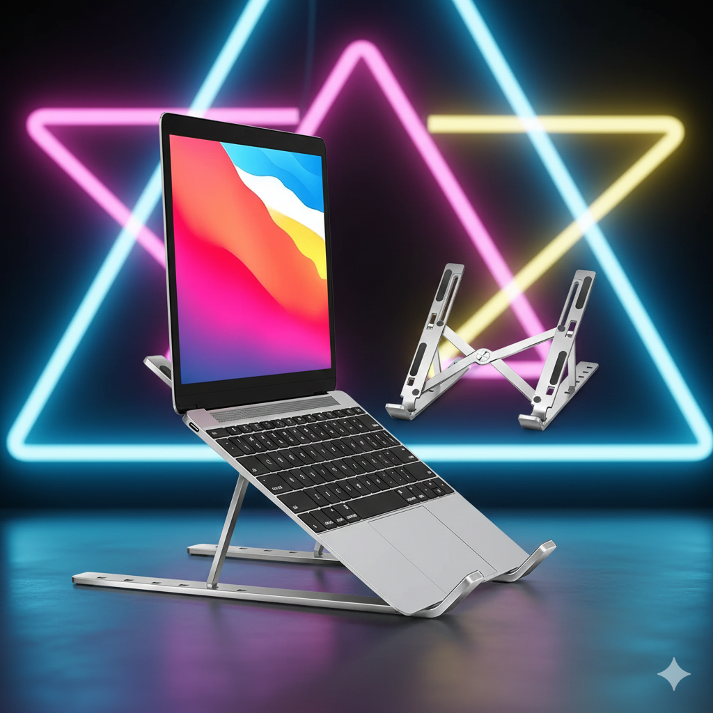 Speed-X Professional Adjustable Aluminium Laptop Stand – Heavy Duty 16 Inch Height, Foldable & Portable (6 Angles) buy online in Pakistan