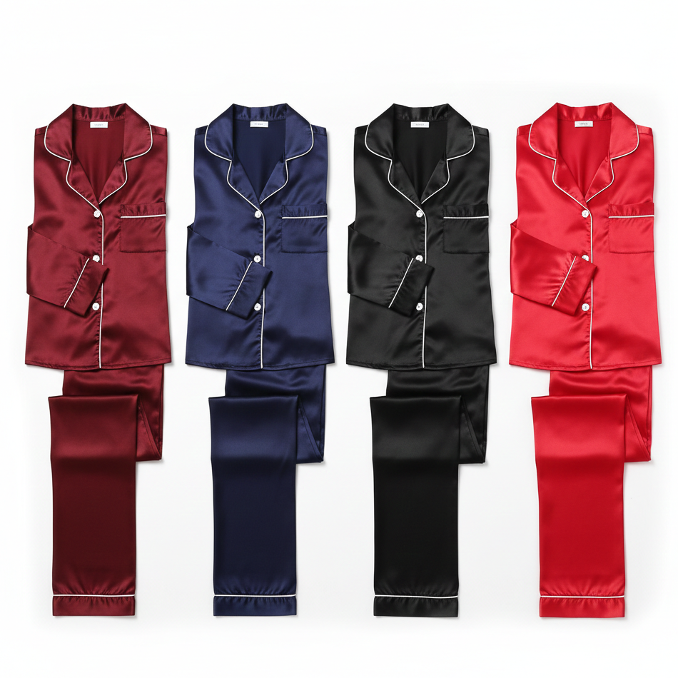 Classic Couple Night Suit Silk Satin Pajama Set - Buy Online in Pakistan at Zenbu Store (Image 7)