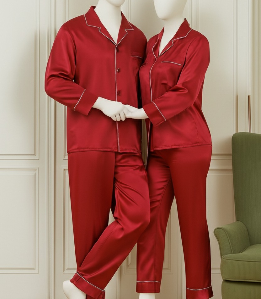 Classic Couple Night Suit Silk Satin Pajama Set - Buy Online in Pakistan at Zenbu Store