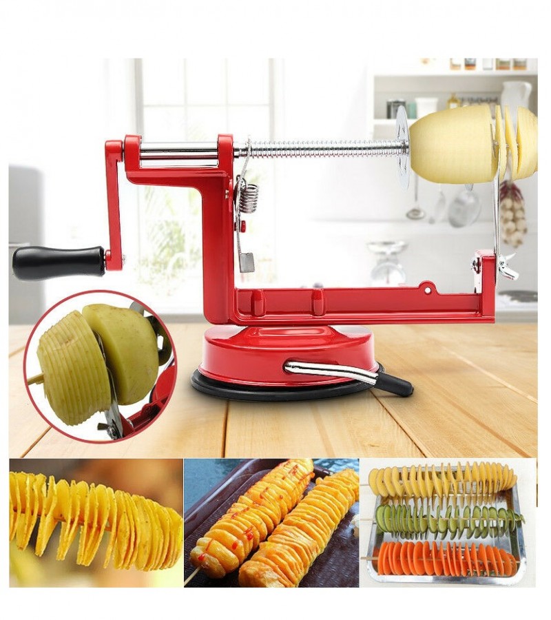 Manual Twisted Potato & Apple Spiral Slicer – Stainless Steel Vegetable Spiralizer & French Fry Cutter thumbnail 5