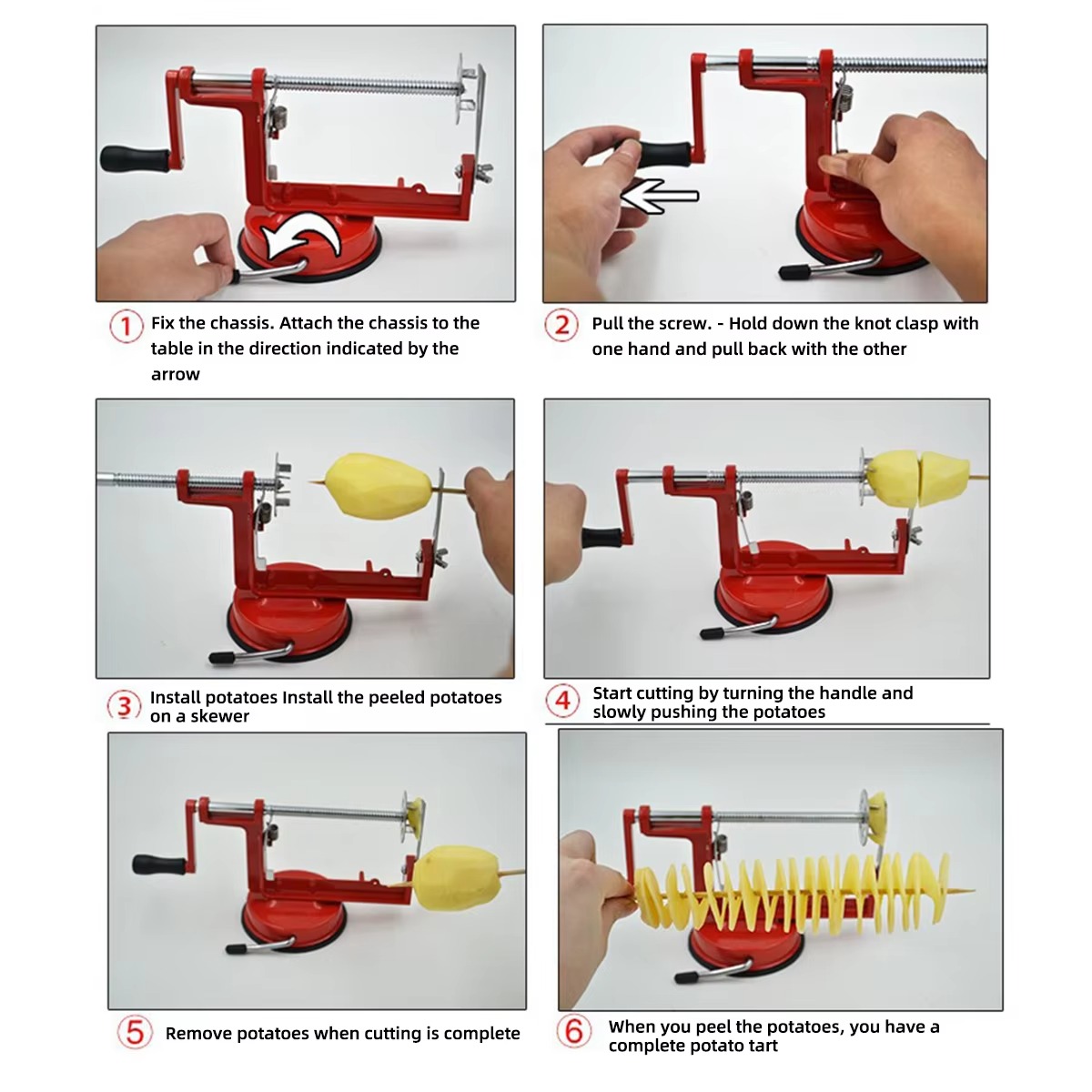 Manual Twisted Potato & Apple Spiral Slicer – Stainless Steel Vegetable Spiralizer & French Fry Cutter thumbnail 3