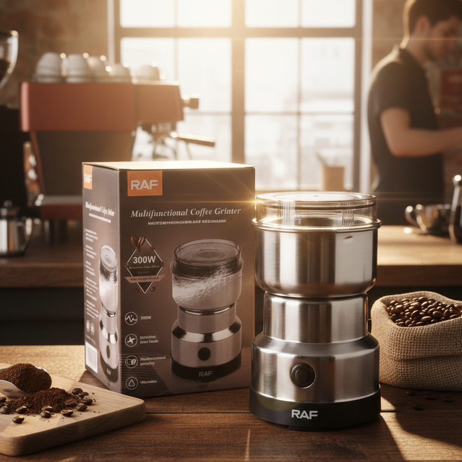 RAF R‑7113 Electric Grinder | 300W | Stainless Steel Blades | 85‑100g Capacity | Coffee, Spices & Masala thumbnail 5