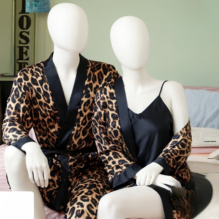 Couple Leopard Print & Black Satin Sleepwear Set - Buy Online in Pakistan at Zenbu Store