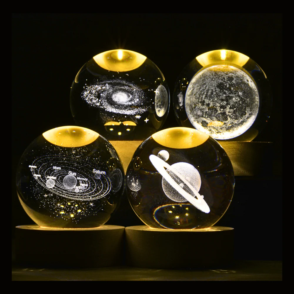 1 Pc USB LED Galaxy Crystal Ball Lamp | 3D Planet Moon Night Light | Bedroom & Party Home Decor | Kids Birthday Gift (Random Design) thumbnail 4