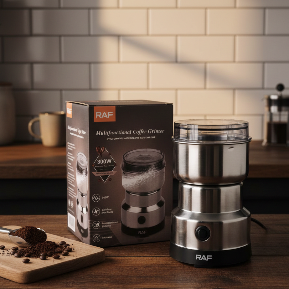 RAF R‑7113 Electric Grinder | 300W | Stainless Steel Blades | 85‑100g Capacity | Coffee, Spices & Masala thumbnail 4