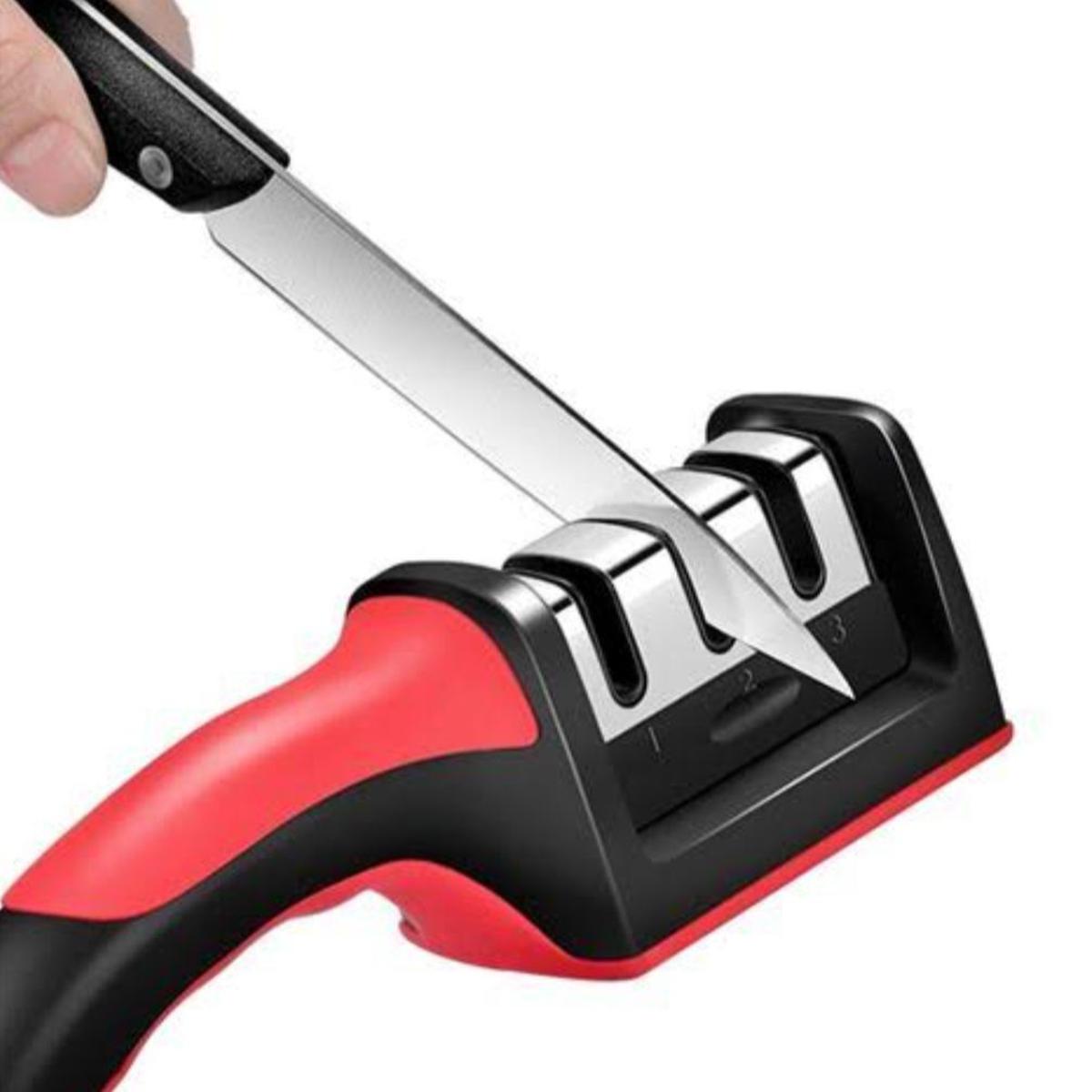 3-In-1 Diamond Coated Knife Sharpener Set with Ceramic Peeler – 3-Stage Kitchen Helper for Fruit & Meat Knives buy online in Pakistan