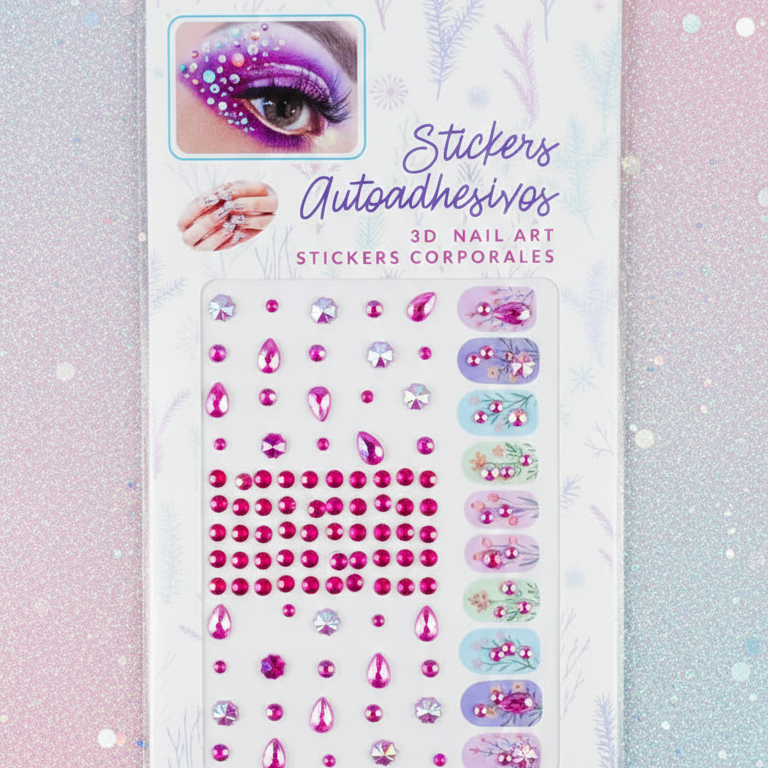 Temporary Tattoo for Women – Rhinestone Gems Face & Body Sticker | Self-Adhesive Crystal Makeup Decoration for Parties & Festivals (Random Design) buy online in Pakistan