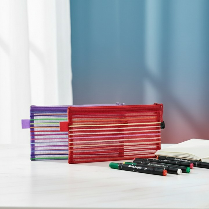Transparent Geometry Box 1 Piece Geometry Box Pencil Pouch With Zipper Closure For School And Office Use (Random Color) buy online in Pakistan