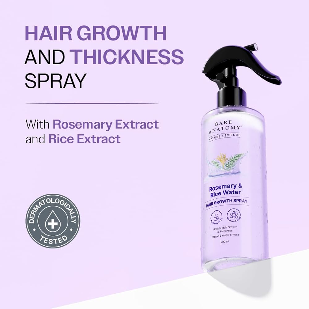 Bare Anatomy Rosemary & Rice Water Hair Growth Spray – 200ml | Strengthen & Thicken Hair buy online in Pakistan