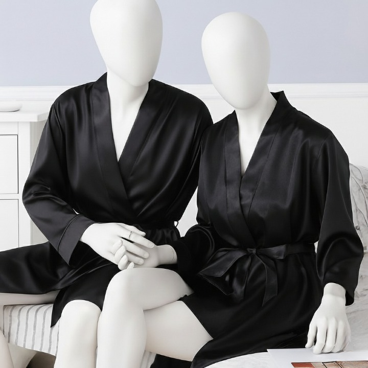 Elegant Silk Couple Gown / Robe Set - Buy Online in Pakistan at Zenbu Store (Image 9)