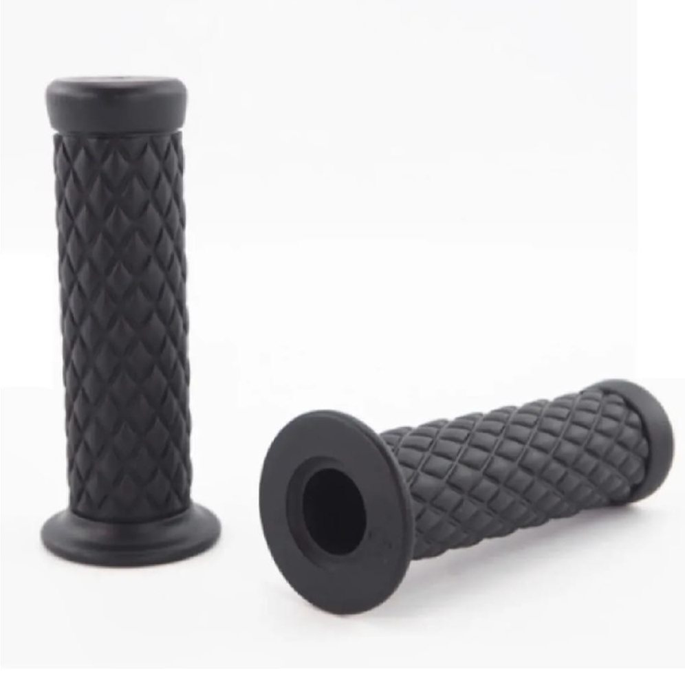 Cafe Racer Diamond Style Rubber Handlebar Grips with Bar Ends – Black (Pair) buy online in Pakistan
