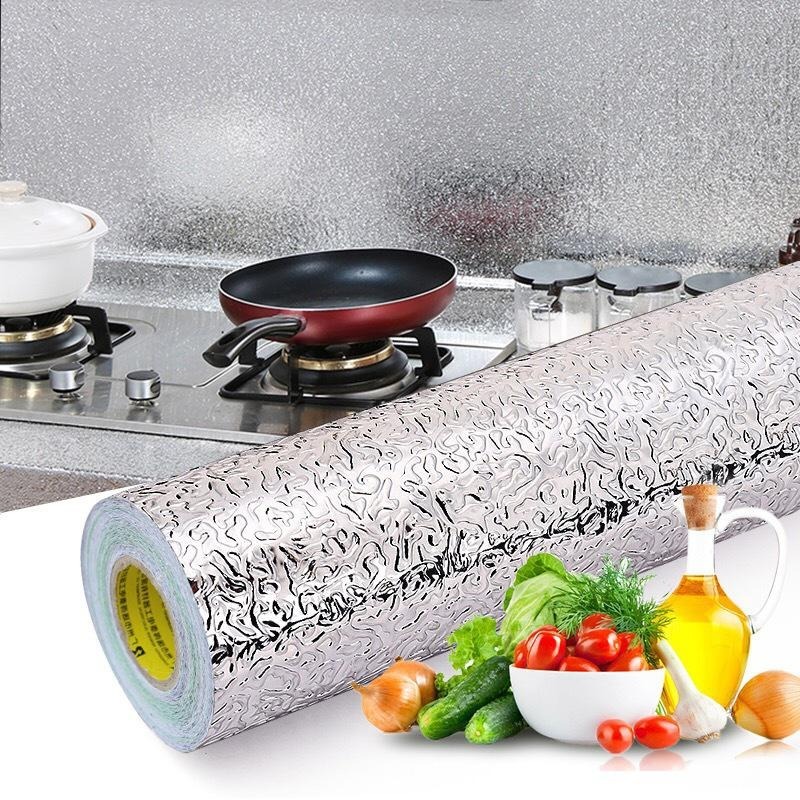 Self-Adhesive Kitchen Oil-Proof Sticker Roll | Waterproof Aluminium Foil Sheet | DIY Wallpaper 60x200cm buy online in Pakistan