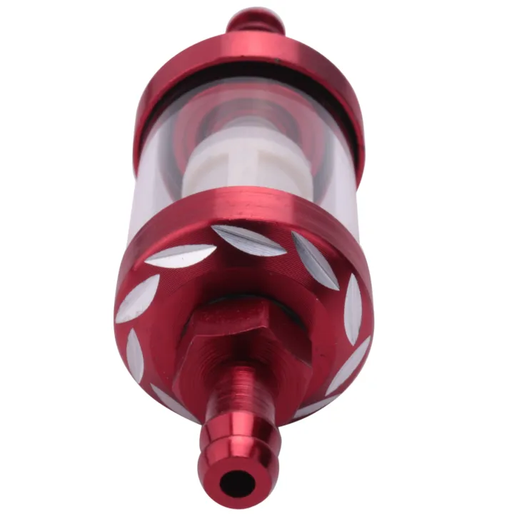 Universal Aluminum Glass Motorcycle Oil Filter – Transparent Reusable Inline Oil Filter for Motorbikes (Random Color) view 2