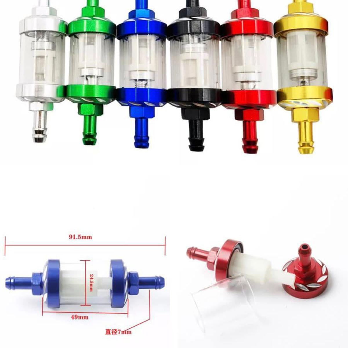 Universal Aluminum Glass Motorcycle Oil Filter – Transparent Reusable Inline Oil Filter for Motorbikes (Random Color) view 5