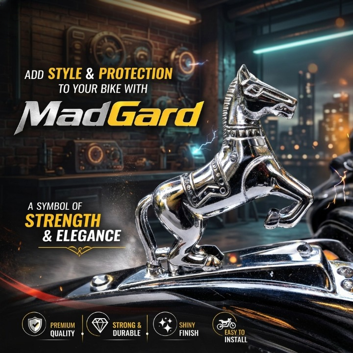 Front Mudguard Horse Ornament for Bikes – Premium Chrome Style Bike Decoration buy online in Pakistan