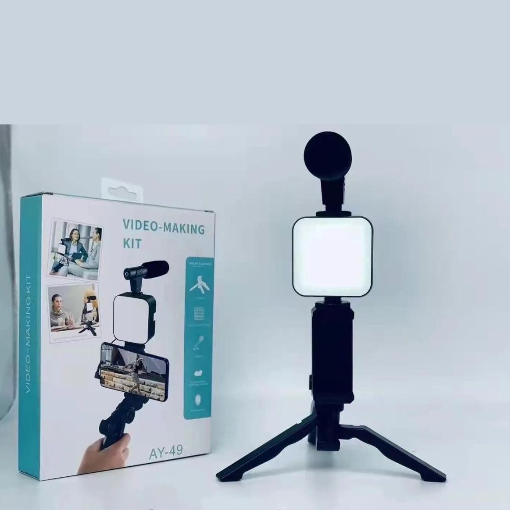 High Quality Vlogging Kit | Mobile & DSLR Accessories | Tripod, Mic & 360° LED Video Recording Setup buy online in Pakistan