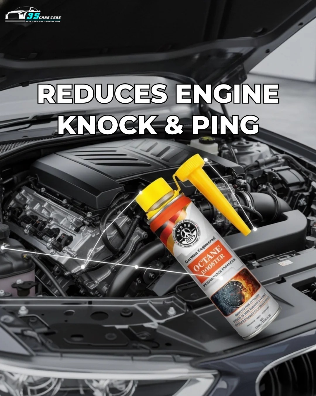 THREE GUYS Octane Booster – Fuel Additive for Petrol Engines (320ml) Boosts Octane +4 | Improves Engine Performance | German Technology view 3
