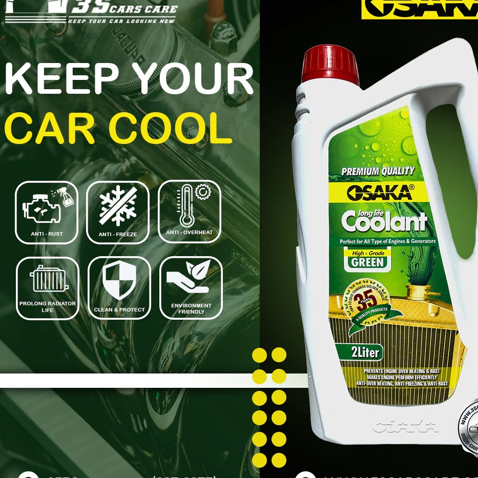 OSAKA Premium Radiator Coolant  - High Grade Green (Automotive Grade) | Engine Cooling System Protector | Metal Corrosion Prevention (1L) buy online in Pakistan