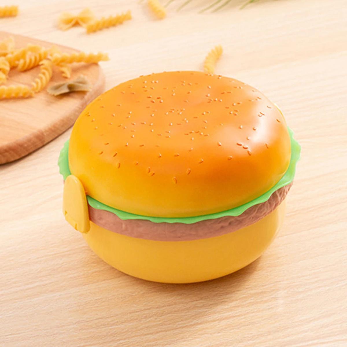 Lunch Box For Kids Burger Hamburger Shaped Multi Layer 6x3.5 Inches Multicolor Portable Food Container buy online in Pakistan