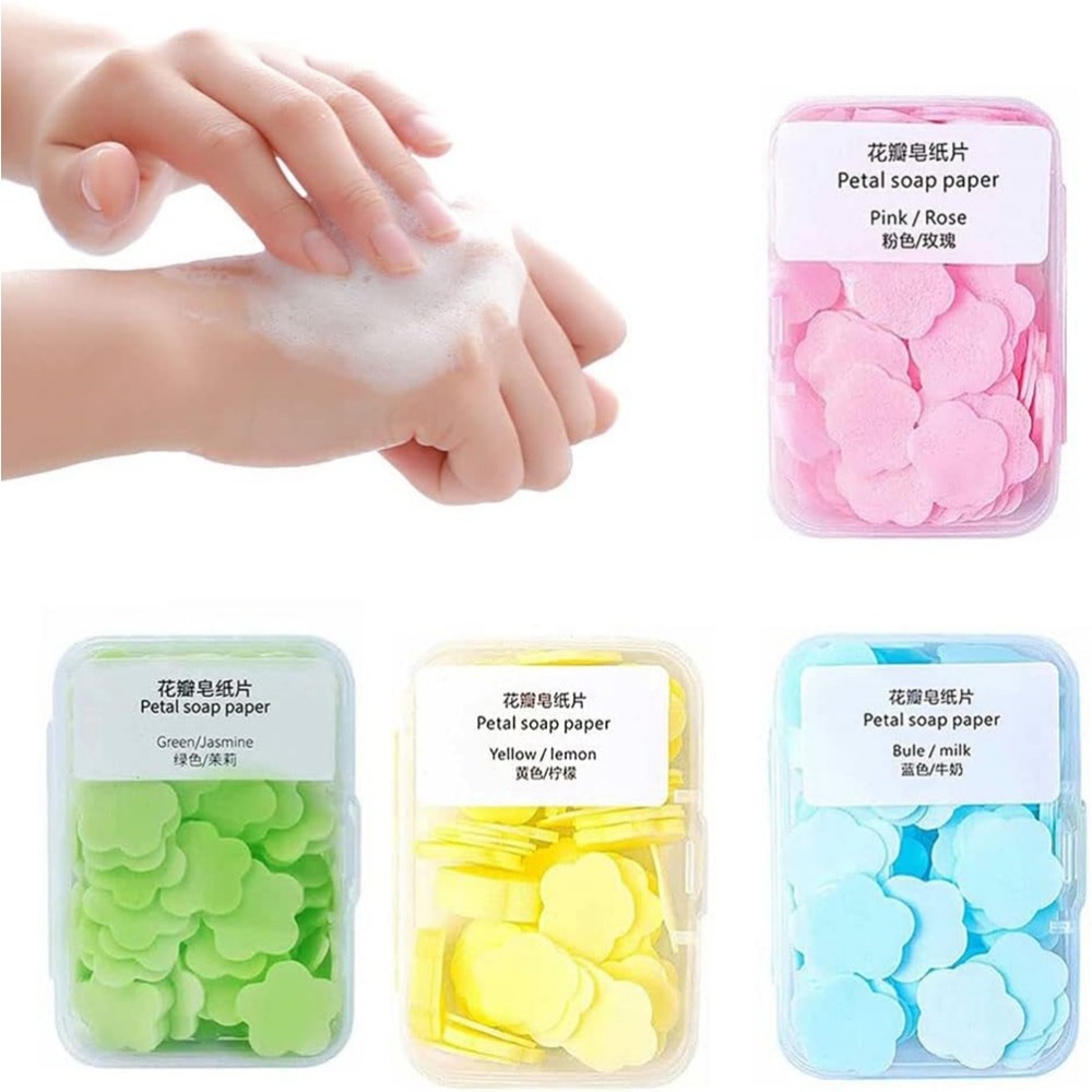 Soap Paper Disposable Bath Hand Washing Travel Foaming Scented Portable Mini Flower Soap Flakes ( Random Color) buy online in Pakistan