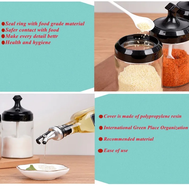 Oil Bottle Set 4 Piece Daisy Glass Spice Set With 3 Spice Jars 180ml And 1 Oil Bottle 750ml buy online in Pakistan