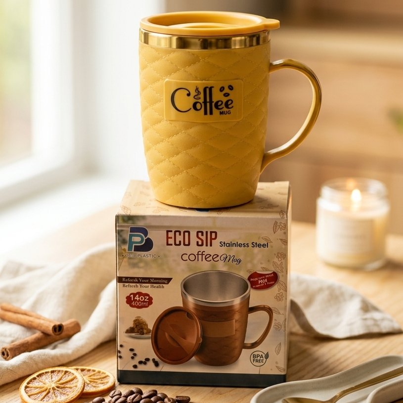 Eco Sip Stainless Steel Coffee Mug 400ml – Insulated Travel Cup BPA Free buy online in Pakistan