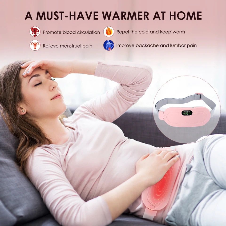 Electric Period Cramp Massager Heating Belt – USB Rechargeable Menstrual Pain Relief Waist & Stomach Warmer for Women