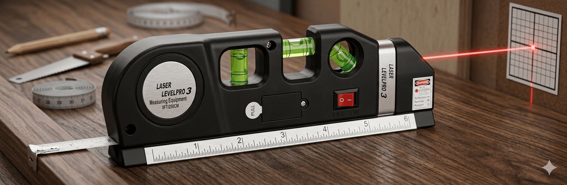 Multipurpose 4-in-1 Laser Level, Ruler, and Spirit Level Tool with Triple Bubble Vials for Precise Home Improvement & Construction Tasks buy online in Pakistan