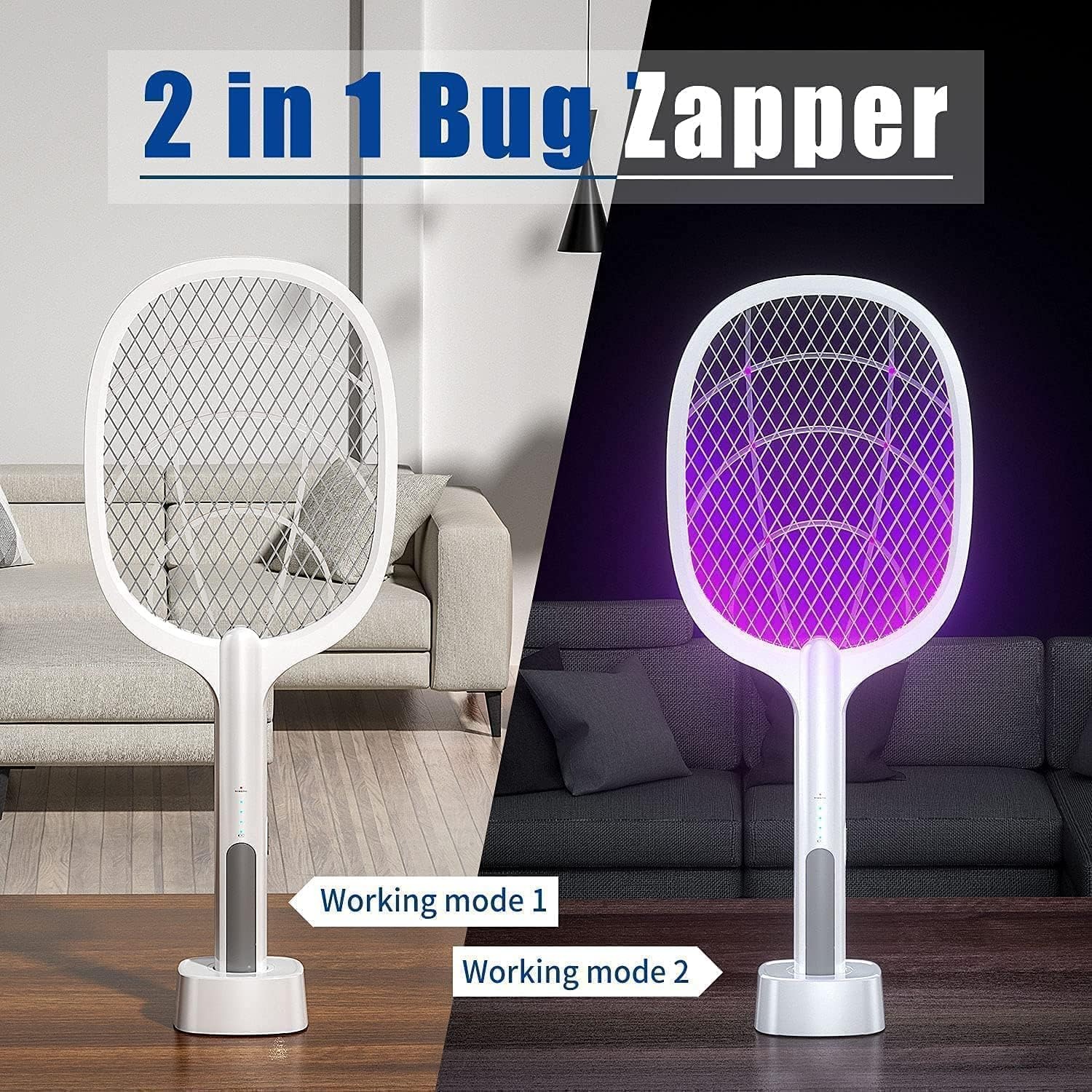 2 In 1 Electric Mosquito Killer UV Light LED Lamp Rechargeable Mosquito Trap Racket Anti Insect Bug Zapper buy online in Pakistan