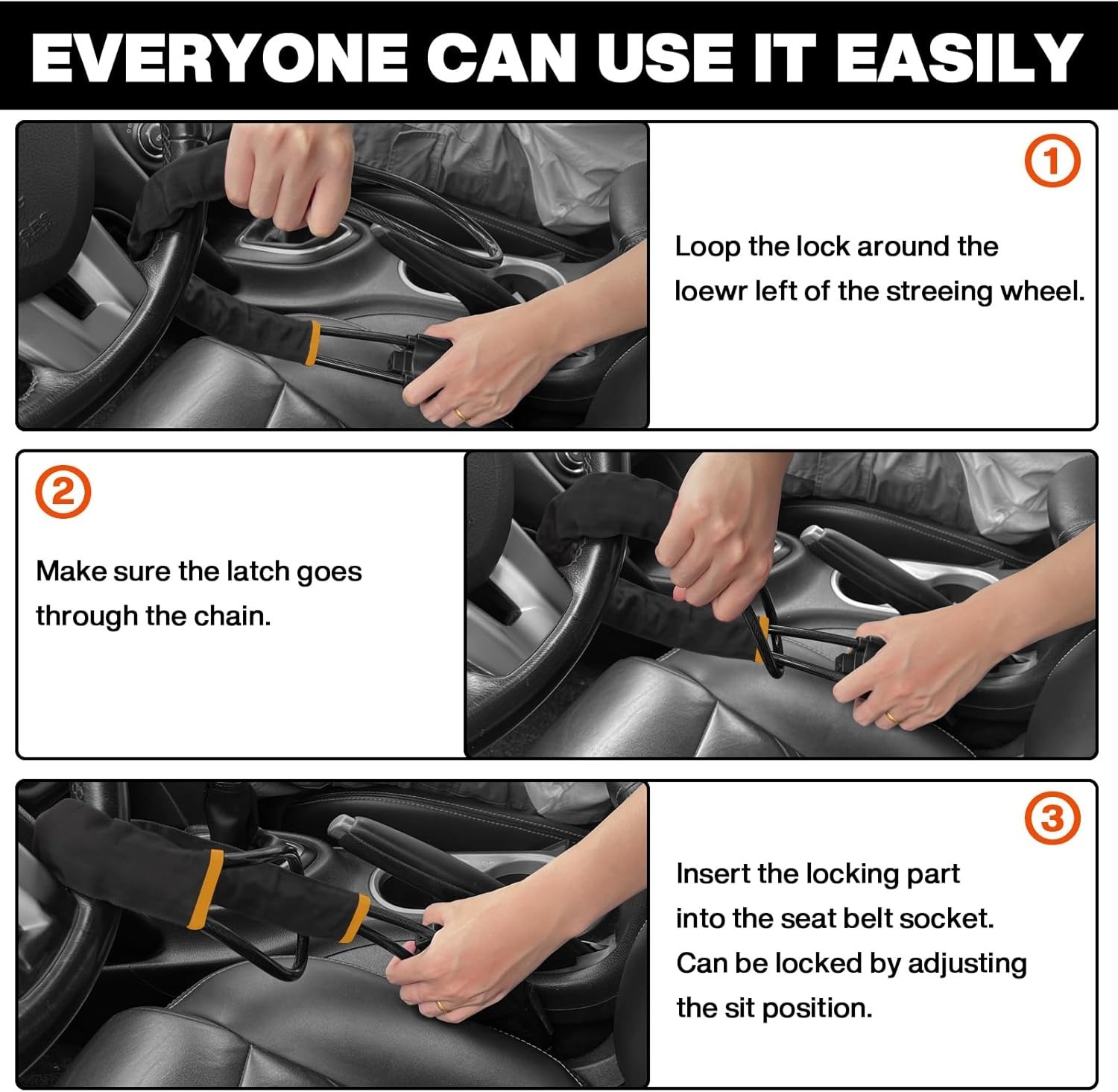 Car Steering Lock with Seat Belt Buckles Anti Theft Protection Device with three keys buy online in Pakistan