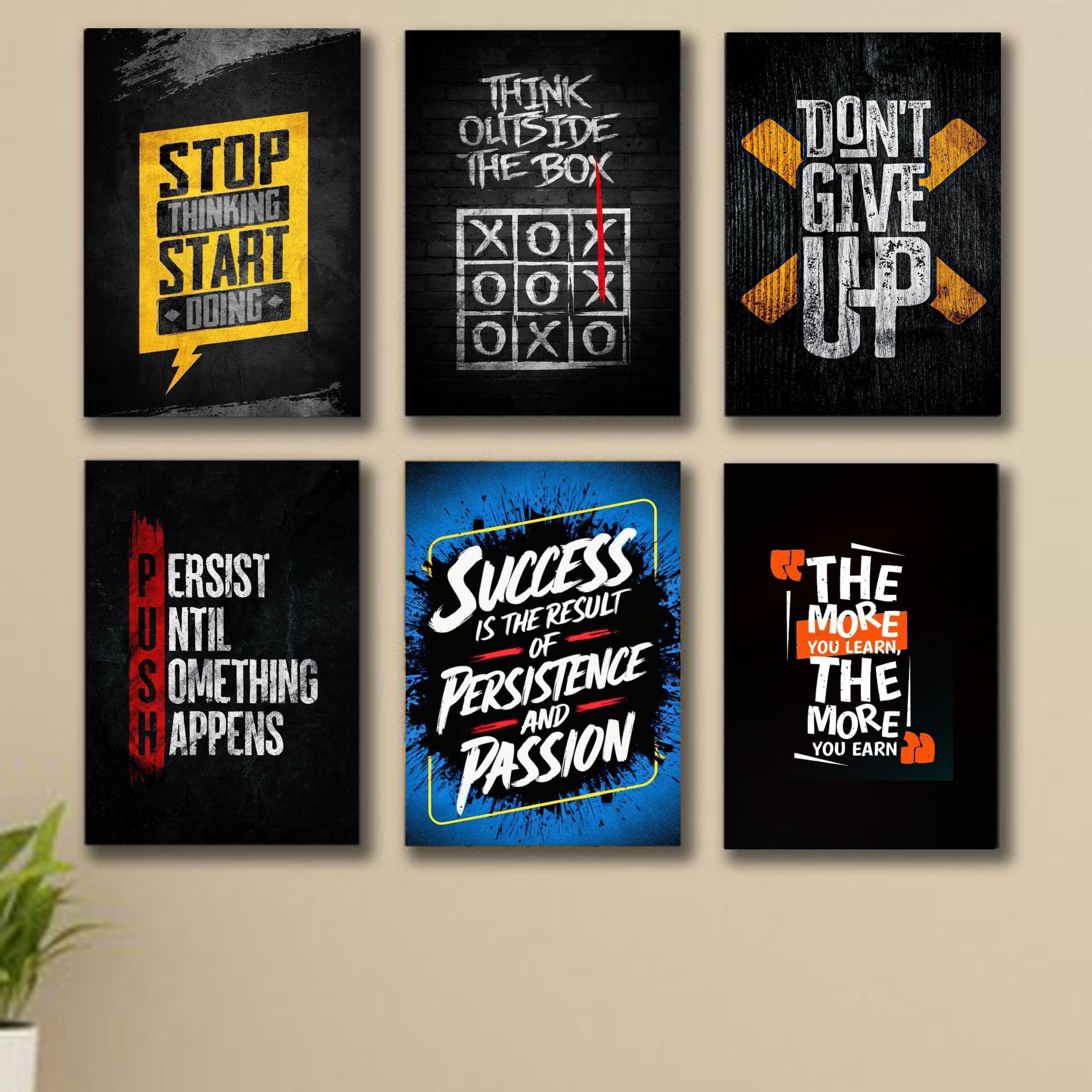Set Of 6 Motivational Wooden Canvas Frames For Wall Decore / Sticky Phototiles Frames buy online in Pakistan