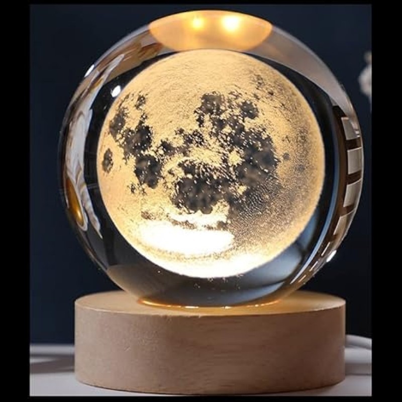 1 Pc USB LED Galaxy Crystal Ball Lamp | 3D Planet Moon Night Light | Bedroom & Party Home Decor | Kids Birthday Gift (Moon Shape Only) buy online in Pakistan