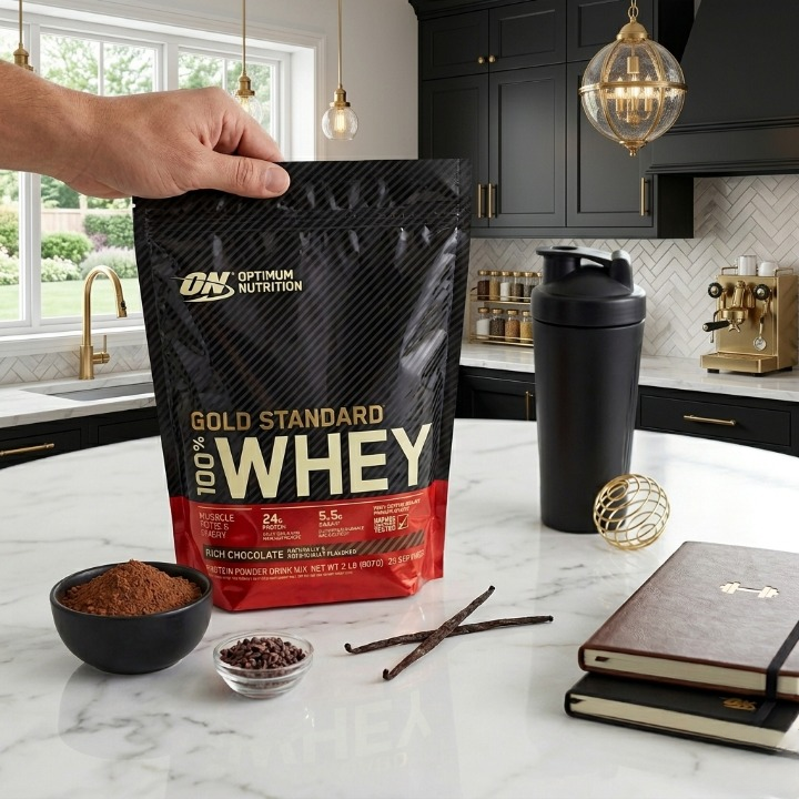 Optimum Nutrition ON Whey Powder Gold Standard Chocolate Flavor 1kg 2lbs Pouch For Muscle Gain buy online in Pakistan