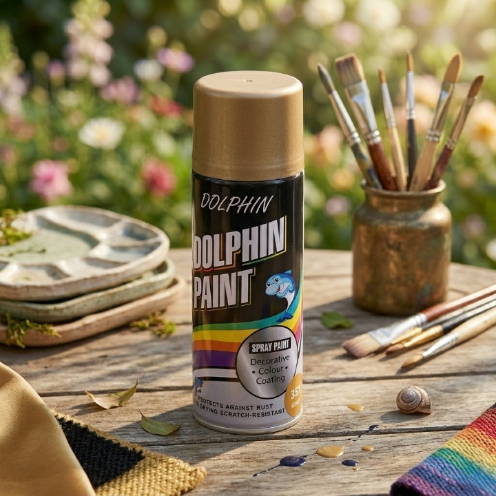 Dolphin Chrome Gold Spray Paint 300ml – High Shine Metallic Finish Spray buy online in Pakistan