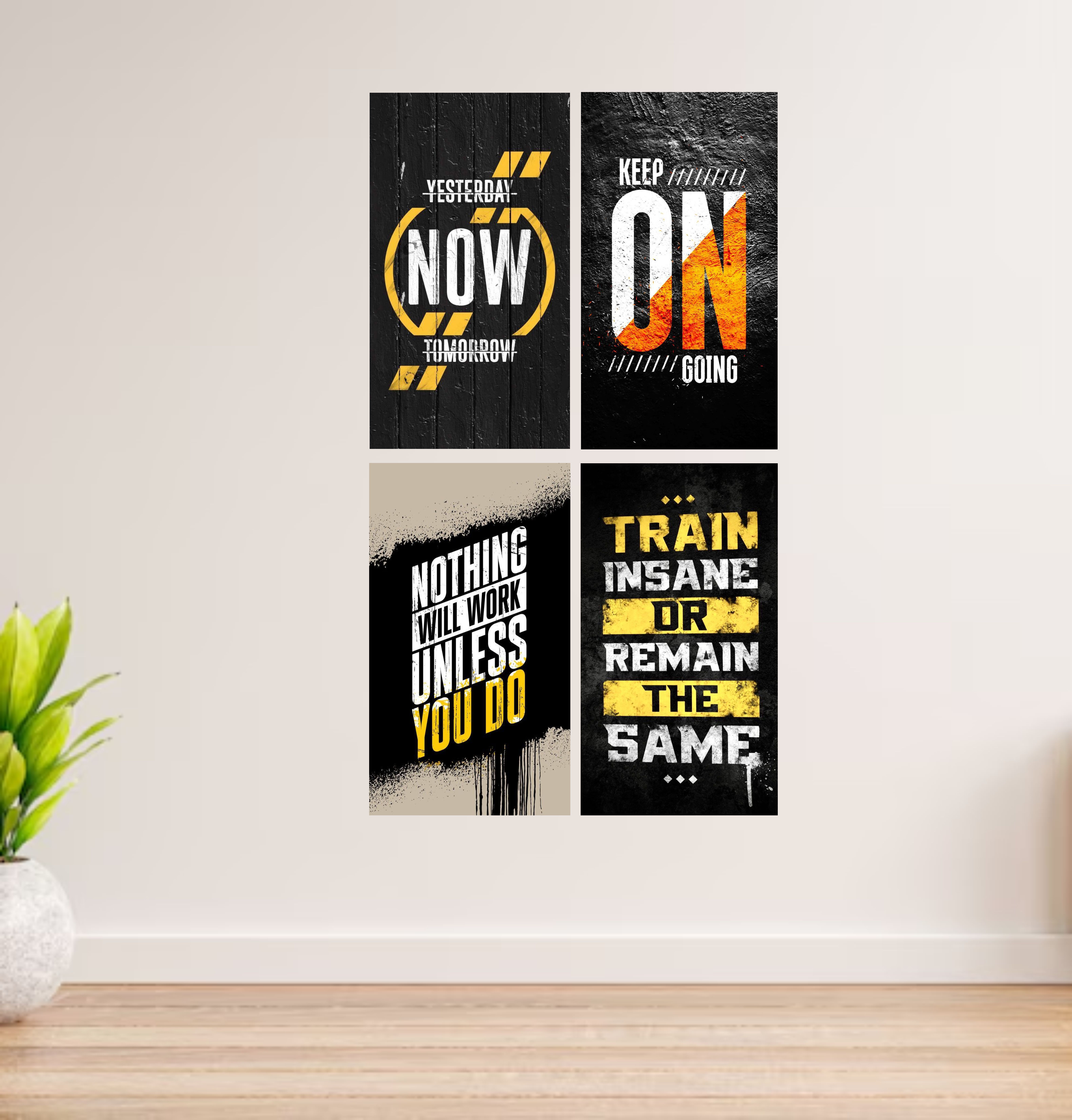 Set Of 4 Motivational Wooden Canvas Frames For Wall Decore / Sticky Phototiles Frames buy online in Pakistan