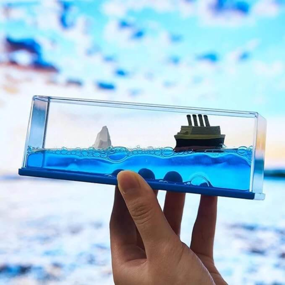 Titanic Unsinkable Fluid Drift Bottle – Acrylic Cruise Ship Decor with Iceberg Scene | Relaxing Liquid Motion Display for Car Dashboard & Home buy online in Pakistan