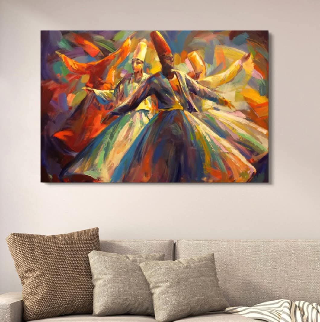 Darwaish Series Abstract Canvas Painting Sufi Whirling Dervishes With Double Tape | 12x16 Inches buy online in Pakistan