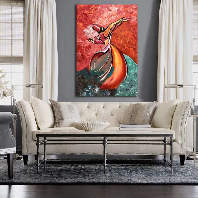 Rumi Whirling Dervish Sufi Painting Canvas Wall Art With Double Tape | 12x16 Inches buy online in Pakistan