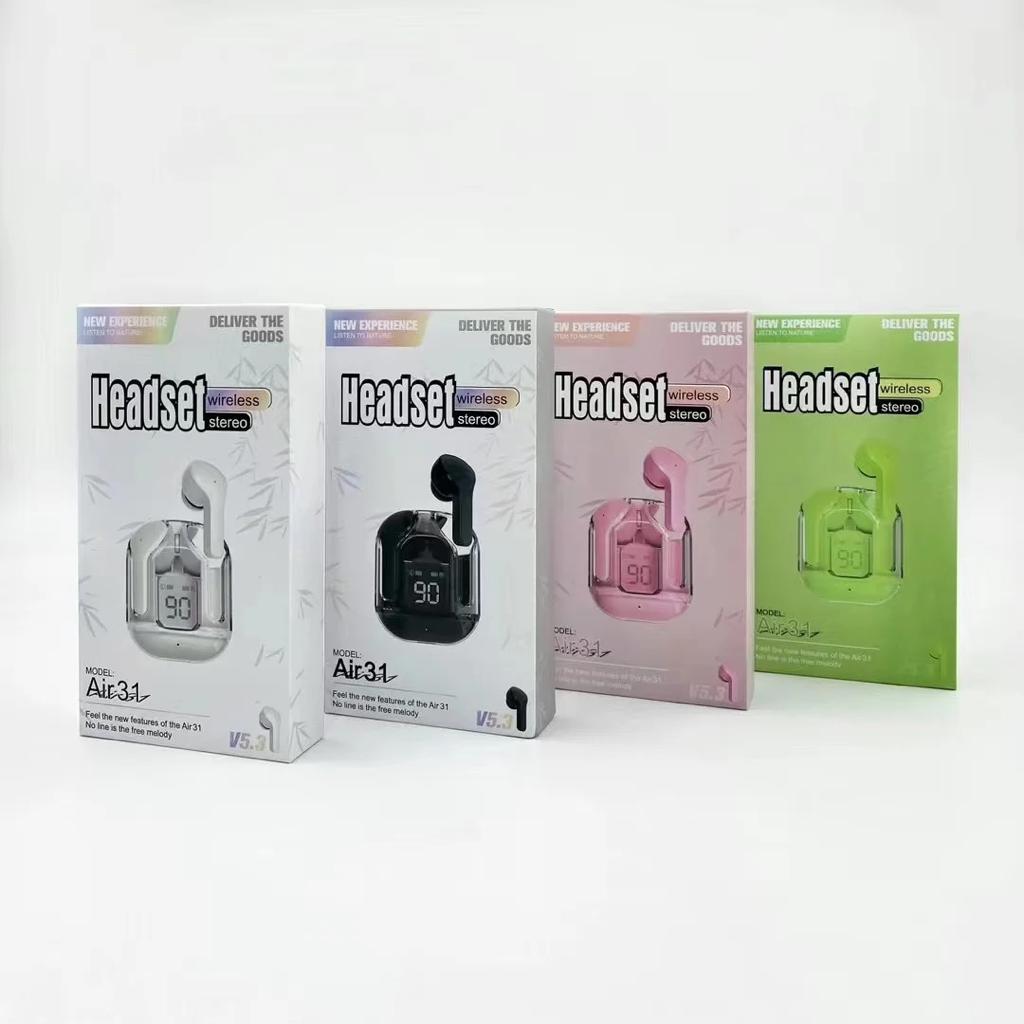 Air 31 Wireless Earbuds with Transparent Crystal Case, Bluetooth 5.3, Type-C Charging (Random Color) view 2
