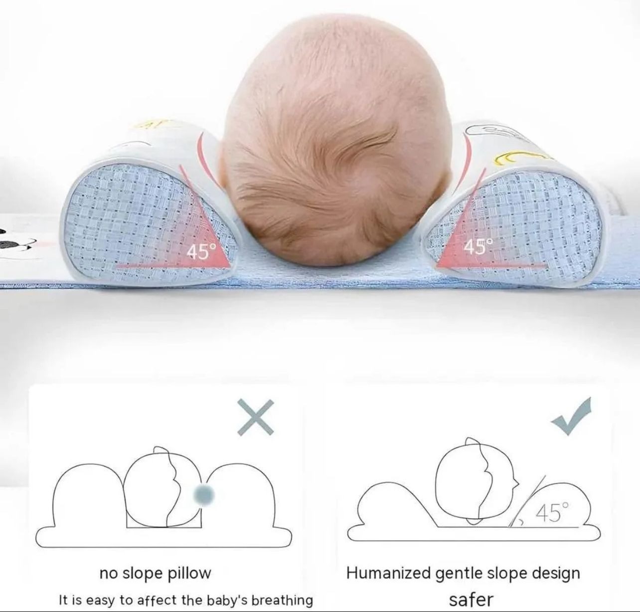 Adjustable Baby Sleeping Support Pillow Anti Roll Cushion And Neck Protection Infant Sleep Positioner | Random Colour view 5