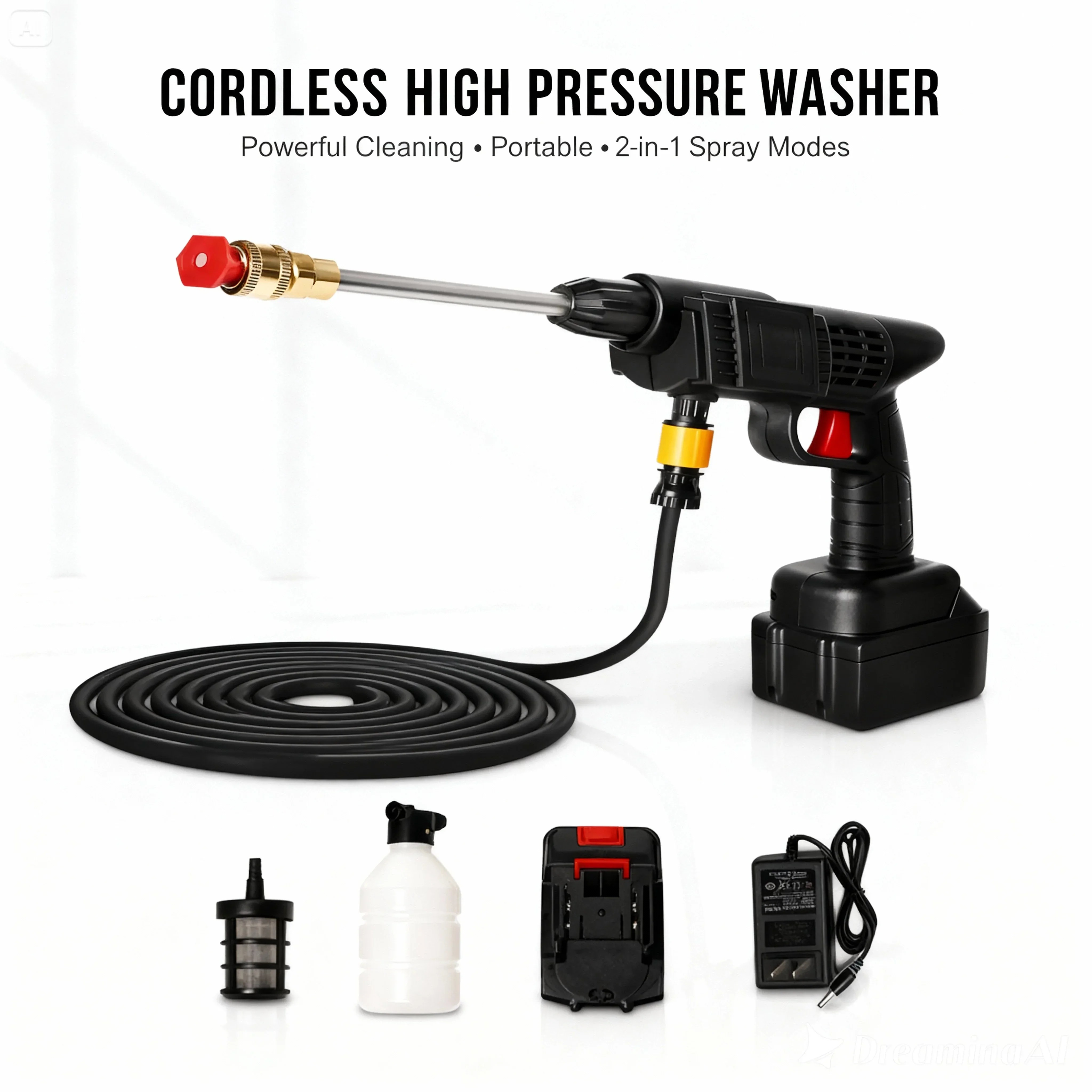 Automatic Cordless Car Wash Spray Gun | 48V High Pressure Lithium Battery | Wireless Foam Jet Washer (Single Battery) thumbnail 3