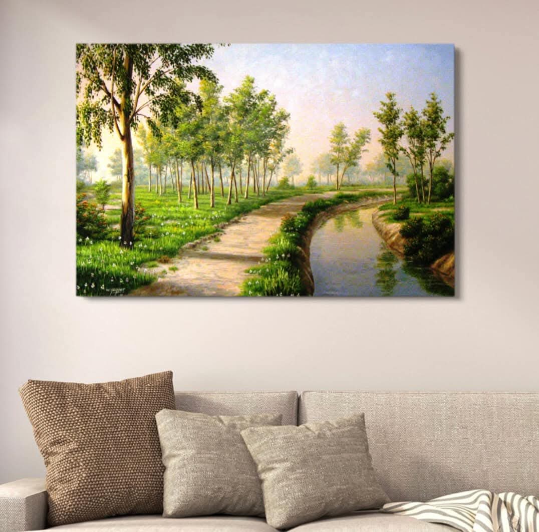 Nature Landscape Spring Garden Wall Decor | Vibrant Green Forest Path Painting | Wooden Art Frame 12x16 Inches buy online in Pakistan